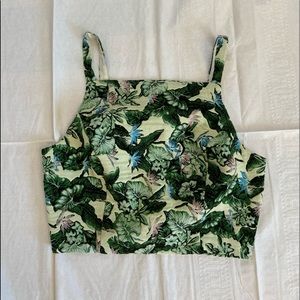 TOPSHOP cropped embroidered tank top
